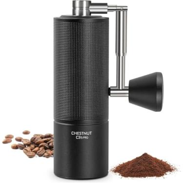 Imagem de Moedor de café manual TIMEMORE Chestnut C3S PRO – Compacto com alça dobrável, rebarba cônica S2C de aço inoxidável ajustável para expresso, prensa francesa e mais, moedor de café portátil (preto)