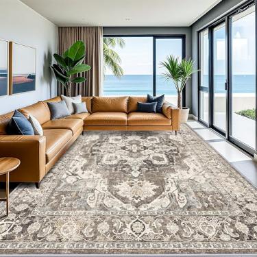 Imagem de YOUFORTONG Tapetes laváveis de 25 x 35 cm: tapetes para sala de estar, tapete ultra macio para quarto, impermeável, tapetes antiderrapantes para pisos de madeira (bege, 25 x 35 cm)