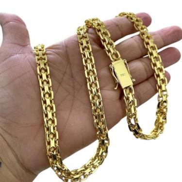 Imagem de Corrente 10mm Cadeado Duplo Fecho 750 Banhado Ouro 18K - ToJoia18k