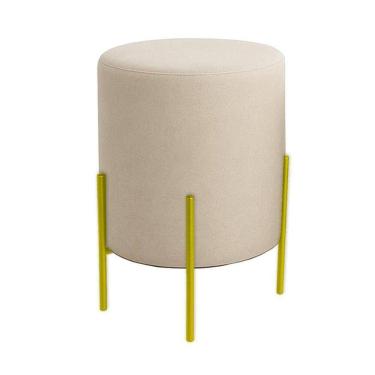 Imagem de Puff Orgânico Boucle Thor Com Pés De Ferro Dourado Bege