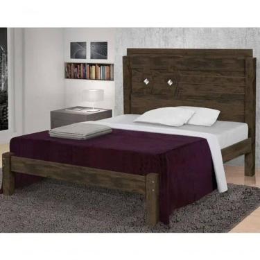 Imagem de Cama Casal Extensível Livia 100% Mdf E Estrado 100% Madeira Carmolar Nogal