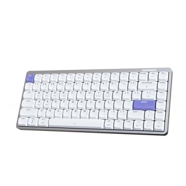 Imagem de EPOMAKER Teclado Mecânico De Alumínio Perfil Baixo Luma84, Programável Qmk/Via, Sem Fio Três Modos, Compatível Com Win/Mac/Linux, Retroiluminação Rgb (Branco E Roxo, Interruptor Vermelho Gateron)