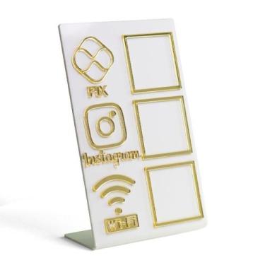 Imagem de Placa Pix Display Mesa Balcão Wifi Instagram Lojas Consultório Escritó