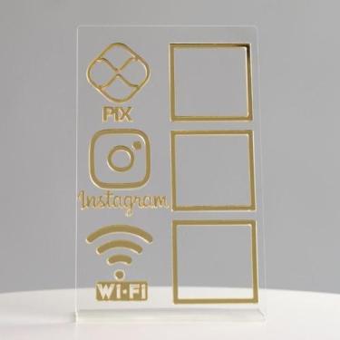 Imagem de Placa Pix Display Mesa Balcão Wifi Instagram Lojas Consultório Escritó
