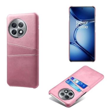 Imagem de Capas Compatível com Oneplus ACE 2 PRO,Caso de couro PU-Tampa de telefone a prova de choque com 2 slots de cartão,Proteção anti-impressão digital e anti-gota-Pink