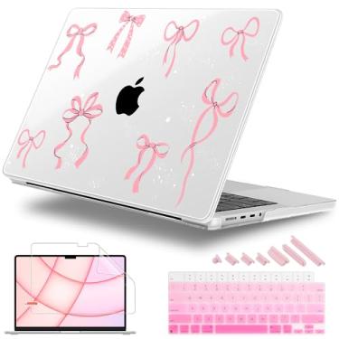 Imagem de Lepeoac Para MacBook Pro 14 polegadas 2024 2023 2022 2021 versão M4 A3112 A3401 A3185 M3 A2918 A2992 M2 A2779 M1 A2442 Pro/Max Chip, capa rígida de plástico com capa de teclado, estrela Arco