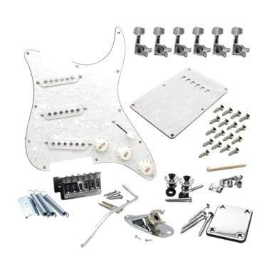 Imagem de menolana Kits de guitarra elétrica faça você mesmo, cravelhas de afinação, porca de corda multifuncional, placa traseira, entrada de guitarra, suprimentos para, White a