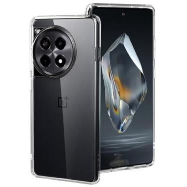 Imagem de Capa transparente para Oneplus 12R 5G/4G, [parte traseira de policarbonato rígido + amortecedor de TPU macio] [antiamarelamento] Capa transparente à prova de choque com ajuste fino para Oneplus 12R 5G