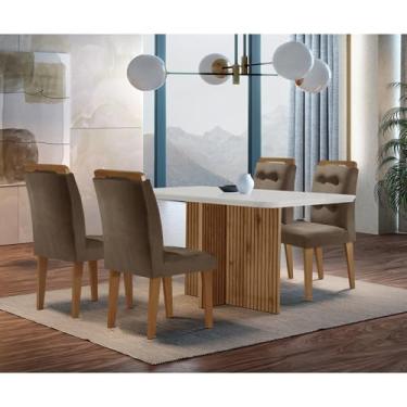 Imagem de Sala de Jantar Mesa Olímpia 120CM MDF Canto Copo com 4 Cadeiras Carol Moderna