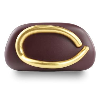 Imagem de Bolsas femininas de acrílico para noite de luxo, bolsa clutch vintage de metal para casamento, formatura, 2 borgonhas