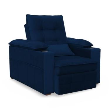 Imagem de Poltrona do Papai Reclinável Retrátil Thor Veludo Azul - Loja Sheep