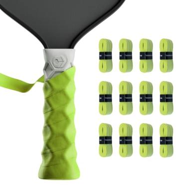 Imagem de Hesacore Fita Hesatac Overgrip – Pacote com 12 – Verde Neon – para Pickleball, Padel e Tênis – Absorve o suor, macia, antiderrapante, esticável