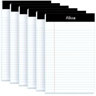 Imagem de Alitte Blocos de notas legais 12 x 20, pacote com 6 – Bloco de escrita perfurado com pauta estreita – Papel de , sem sangramento de tinta – Blocos legais em branco para casa, escritório, escola, negócios – 50 folhas por caderno