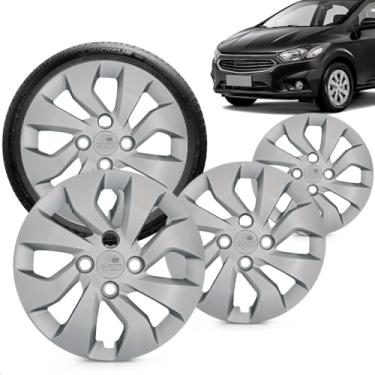 Imagem de Kit 4 Calotas Onix Prisma 17 A 20 Aro 14 Prata Cubo Baixo Grid