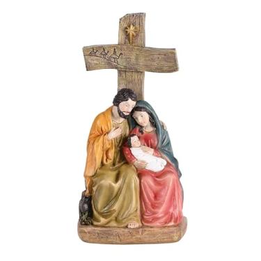 Imagem de Dicksons Estatueta individual do presépio de Natal 9 x 20 cm cruz de resina da família sagrada