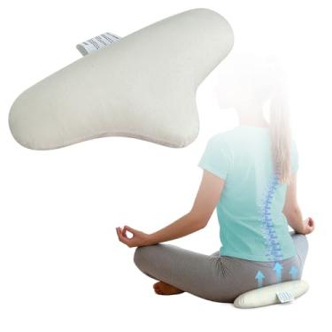 Imagem de Almofada de meditação, almofadas de chão para sentar, tapetes de ioga orgânicos, almofadas ergonômicas, almofadas de assento de meditação, almofada de corpo de ioga branca para homens e mulheres