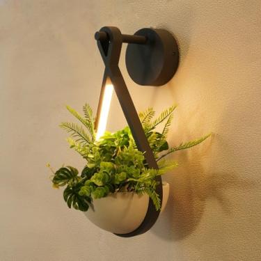 Imagem de illumishin Luminária De Parede Externa Com Sensor De Anoitecer Ao Amanhecer E Iluminação Para Crescimento De Plantas, Luminária Led De Alumínio Preto De 300 Lm À Prova D'Água Para Jardim, Varanda,