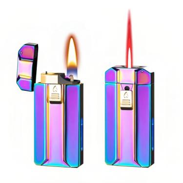 Imagem de NINSI Isqueiro ativado por voz inteligente - chama dupla à prova de vento, tocha de butano vermelho jato e chama suave de querosene, 4 modos de ignição, recarregável USB-C, isqueiros recarregáveis