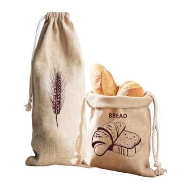 Imagem de Sudaporn Saco de cordão de pão para armazenamento de pães de massa fermentada feita à mão, recipiente reutilizável para pão, cera, abelha, lanche, pães, recipiente de armazenamento, 2 peças