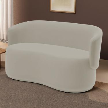 Imagem de Poltrona Namoradeira Aisha 02 Lugares Orgânica Veludo Bege Claro - Desk Design