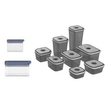 Imagem de Kit Pote Hermético Organizador Empilhável Modular 0,6L + Pote Hermétic