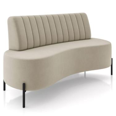 Imagem de Sofá Chaise 2 Lugares Sala Living 135cm Pés Industrial Cayman K01 Veludo Bege Lyam Decor