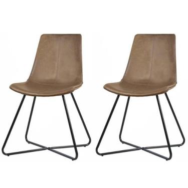 Imagem de Kit 2 Cadeiras Brenda Rivatti Poliuretano Marrom Base Preta
