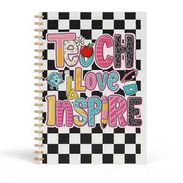 Imagem de Evcprz Caderno espiral de presente de agradecimento ao professor, caderno Teach Love Inspire, 14 x 21 cm, material escolar de tabuleiro de damas, colorido para mulheres e meninas