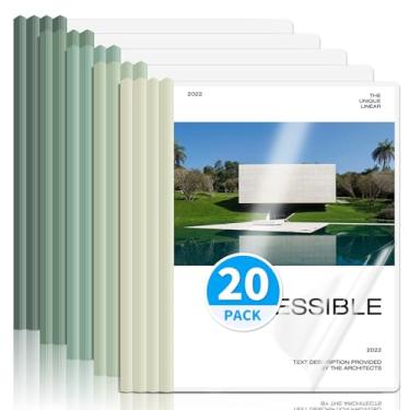 Imagem de WORPSON Pacote com 20, capas de relatório transparentes com barra deslizante para letras e folhas A4 – pastas de apresentação com capacidade para 70 folhas, capas de currículo e fichários de