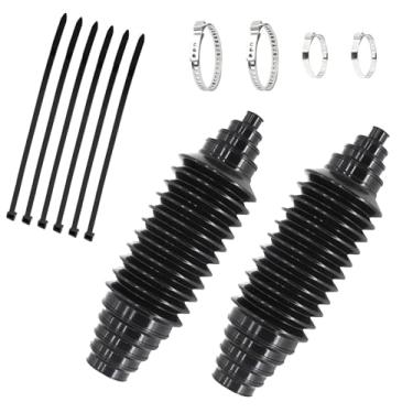 Imagem de CyperFair Kit de bota de haste de direção interna de carro 2 peças, capa de gaiola de direção de alta resiliência com braçadeiras e laços de retenção, ferramenta de bota de cremalheira antivazamento e