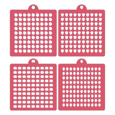 Imagem de Pacote com 4 estênceis reutilizáveis de glacê de glacê, gema com glitter, conjunto de modelos de estêncil de padaria para bolo de biscoito e cupcake, artesanato faça você mesmo, copos reutilizáveis