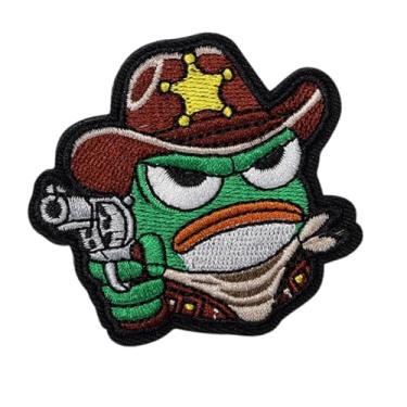 Imagem de Ruoming 1 peça de adesivos de animais com gancho e laço bordado tático militar nacional (sapo de batalha)