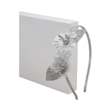 Imagem de Tiara De Flores Com Glitter Dourado Para Meninas E Mulheres, Acessório