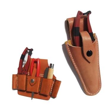 Imagem de 1 coldre de podador, coldre de alicate com estojo de jardinagem de encaixe, suporte de ferramentas de tesouras de jardinagem, alicate de ferramentas, capa de cinto de faca de poda (marrom claro)