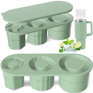 Imagem de Bandeja de gelo para Stanley Tumbler Cup 20 30 1,134 g, moldes de gelo para congelador de silicone com tampa para máquina de gelo de uísque de suco, acessórios de presente de verão YETI Hydro Flask