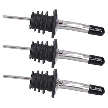 Imagem de Domary 10 Pçs Licor Pourer Vinho de Aço Inoxidável Rolha Ferramenta Barra para Bar Casa Restaurantes (Cor aço inoxidável + tampa curta preta)