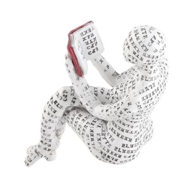 Imagem de Estink Estatueta de Mulher de Leitura de Resina, Decoração Inovadora de Estante de Leitura Feminina Com Detalhes Pintados à Mão, para Decoração de Casa e Presentes (D)