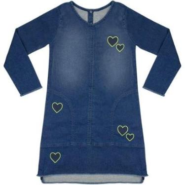 Imagem de Vestido Juvenil Look Jeans Moletom Jeans - UNICA - 8-Feminino