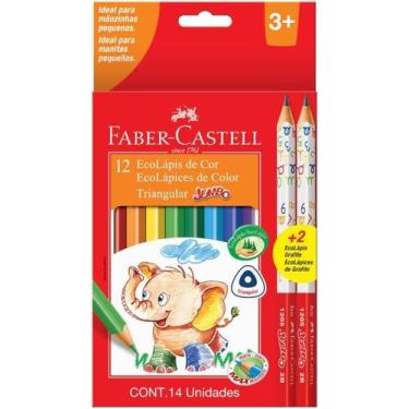Imagem de Lapis de cor jumbo longo 12 cores triangular +2 grafite - c/12 - faber