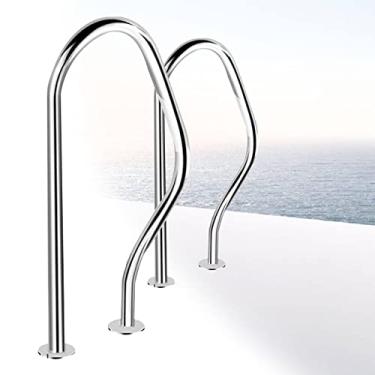 Imagem de 1 corrimão de piscina de aço inoxidável 304 corrimão de entrada de piscina de segurança com acessórios de montagem completos trilhos de escada de piscina