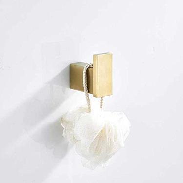 Imagem de Conjunto de acessórios de banheiro dourado escovado de aço inoxidável, suporte de escova de vaso sanitário, prateleira de armazenamento, barra de toalha, gancho único