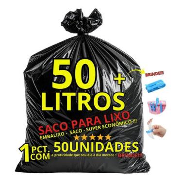 Imagem de Saco Embalixo Super Economico Preto 50l Com 50 Sacos +brinde - Emba Li