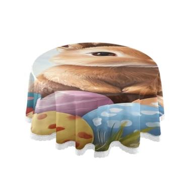 Imagem de Qilmy Toalha de mesa redonda de palmeira de treliça verde, 152 cm, resistente à água, à prova de derramamento, capa de mesa grande para jantar de reunião de família em ambientes internos e externos