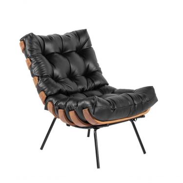 Imagem de Poltrona Decorativa Costela Sala E Escritório Corino Preto