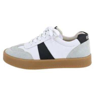 Imagem de Tenis Casual Feminino Recortes Inspiração Blogueira Detalhe Camurça Cadarço Solado Borracha-Feminino