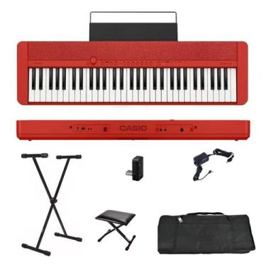 Imagem de Teclado Casio CT-S1 61 teclas Bluetooth Vermelho + Suporte + Capa + Ba