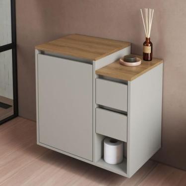 Imagem de Gabinete de Banheiro Suspenso 60cm com 1 Porta e 2 Gavetas Bahamas Art