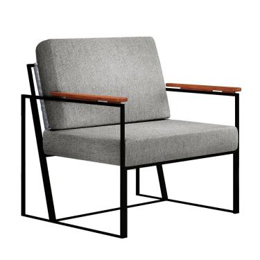 Imagem de Poltrona Roma Linho Com Ratan Bm Tubulares cor principal Cinza.