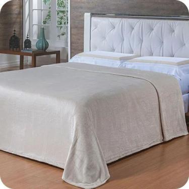 Imagem de Cobertor Toque de Seda Casal Microfibra Marfim 1,80m X 2,20m - NC HOME