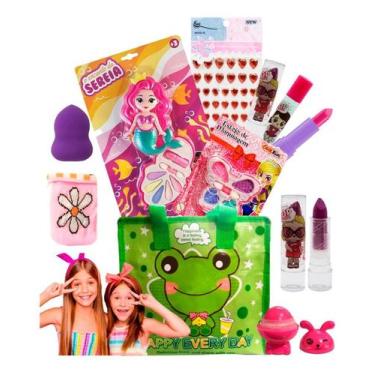Imagem de Kit Maquiagem Sereia Infantil Completo Batom Gloss Sombra - disco teen